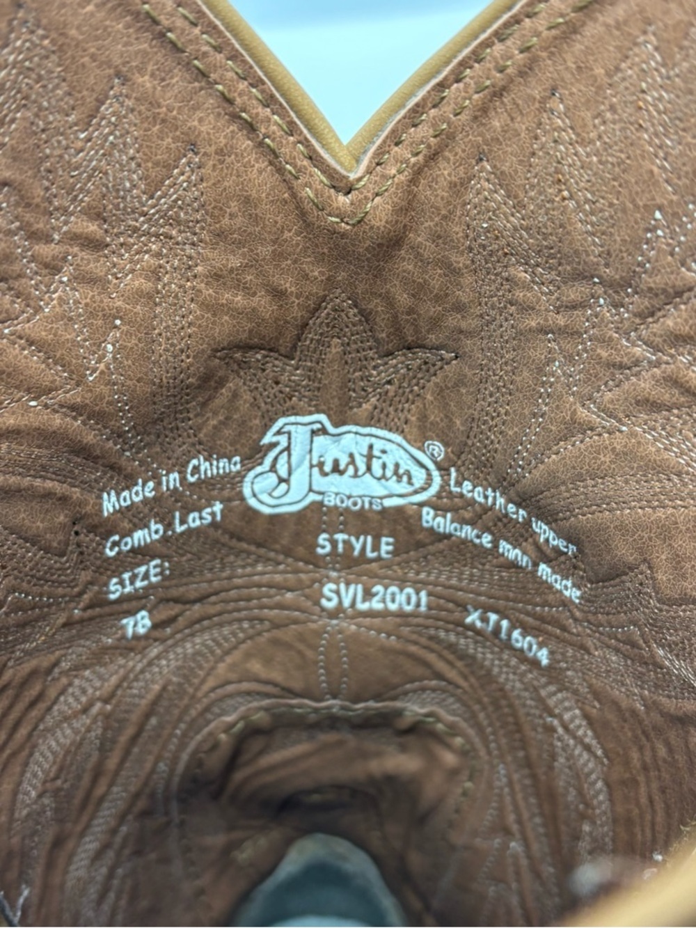 Justin Womens 12" Rein Square Toe Western Boot Waxy Tan - SVL2001 Size 7 B - Picture 7 of 8